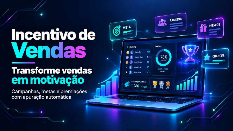 Incentivo de vendas, com sorteios e premiações à equipe de vendas